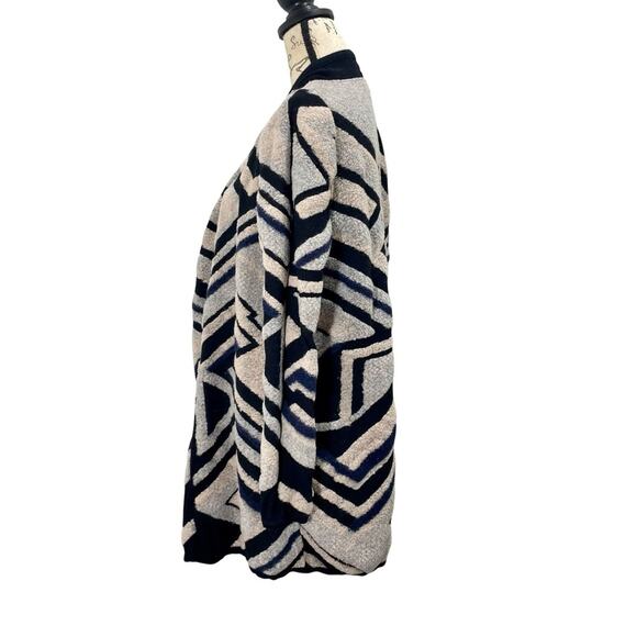 Lucky Brand Fuzzy Aztec Geometric Knit Open Drapey Cardigan - Size XL - Picture 2 of 13